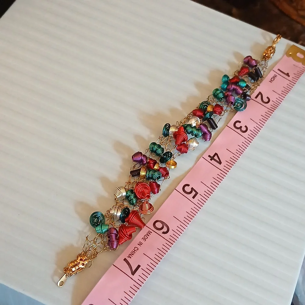 Women's Artisan Colorful Wire Wrapped Statement Bracelet